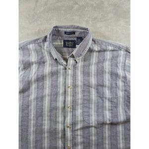 1857 Manhattan Shirt Mens 2XL XXL Button Down Striped Wrinkle Free Casual